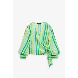 Zara green striped top